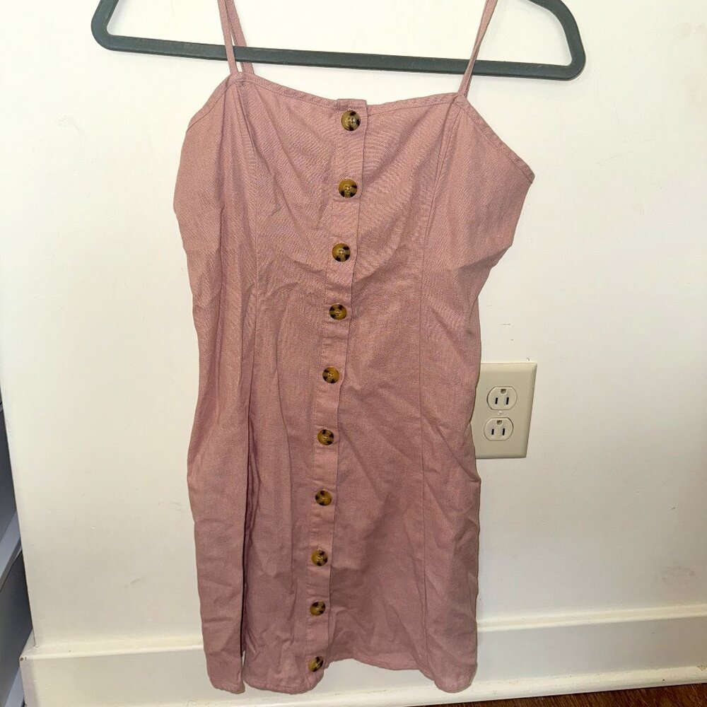 Papaya Pink Mini Button Down Dress